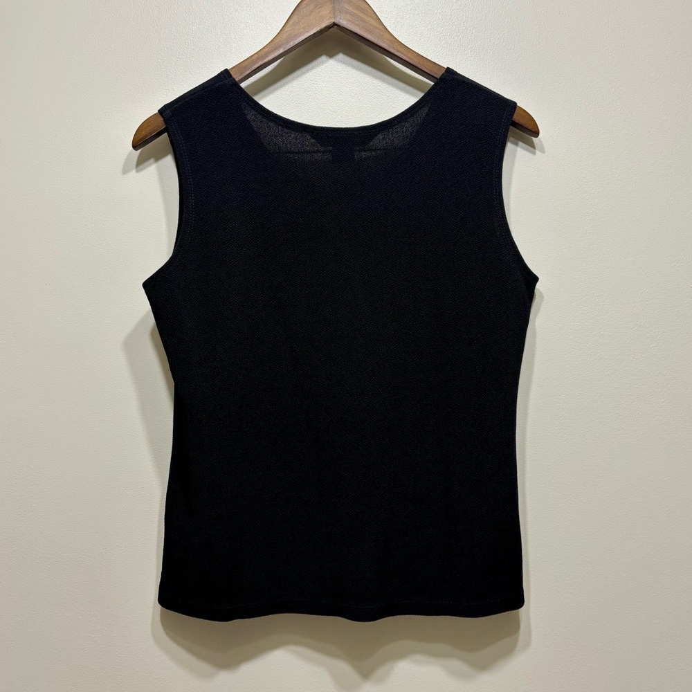 ✨$8 CLEAR-OUT✨ TanJay Petite Vintage Sleeveless Scoop Neck Tank Top Shirt Black - Picture 4 of 7